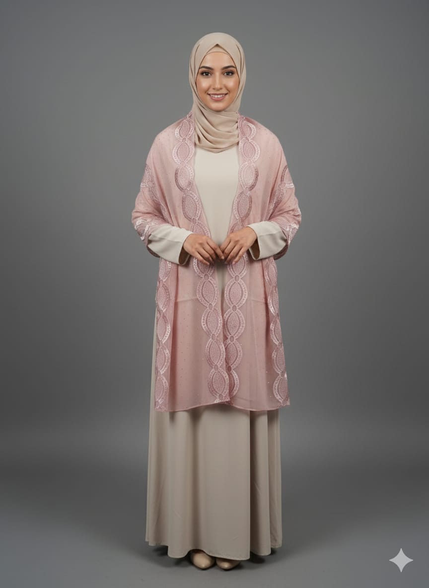 Female Women Stoll and  Scarf  color-Pink Stylish 100% Soft Jorjet Fabric