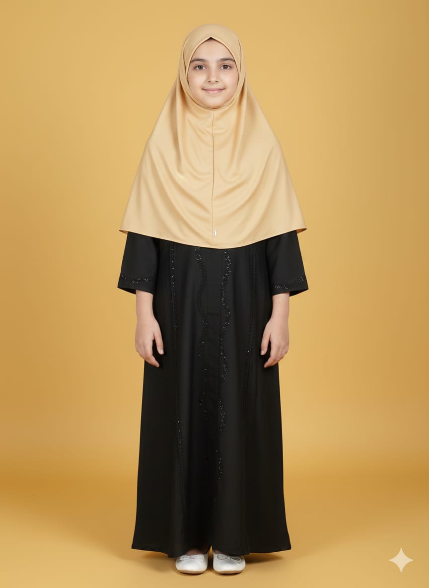 Kids Aline Naqab Korean Nida fabric With Dupatta