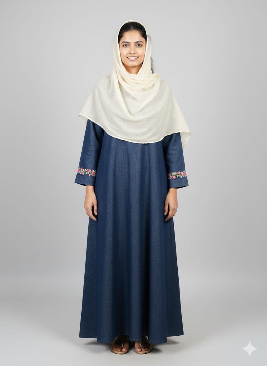 Free Size  Aline Design  Denim Naqab For Women and Girl Full Length Cotton Fabric