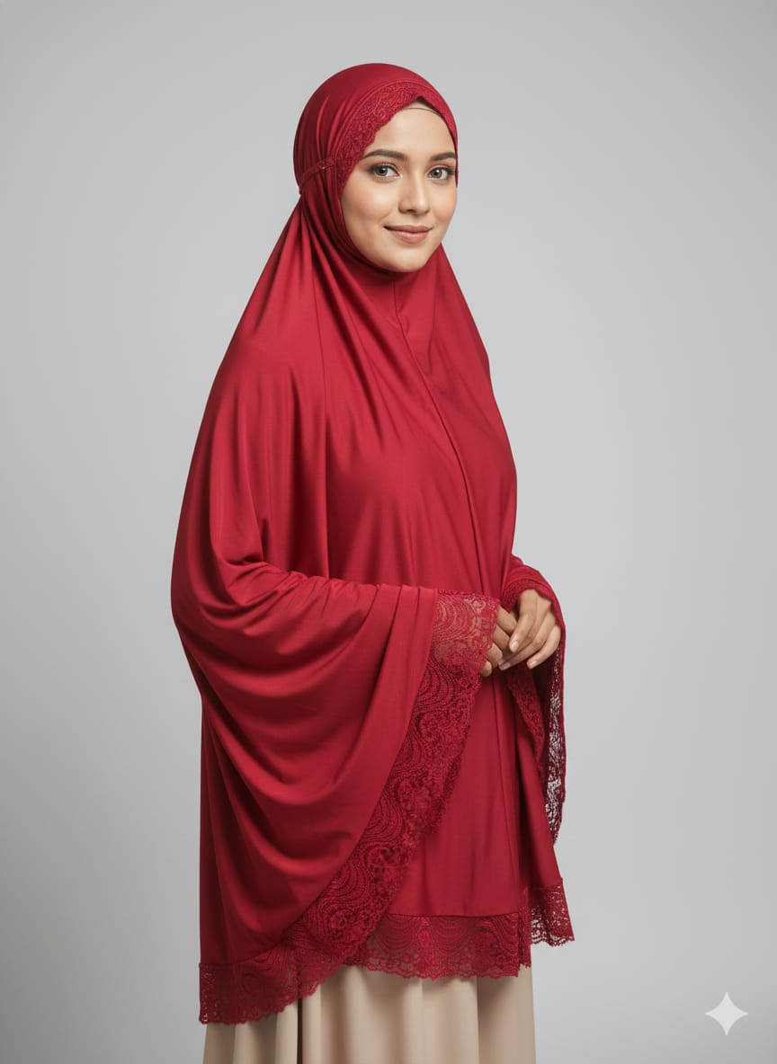 Soft Lycra Stylish Hijab for Women and Girl -and- Red Colour