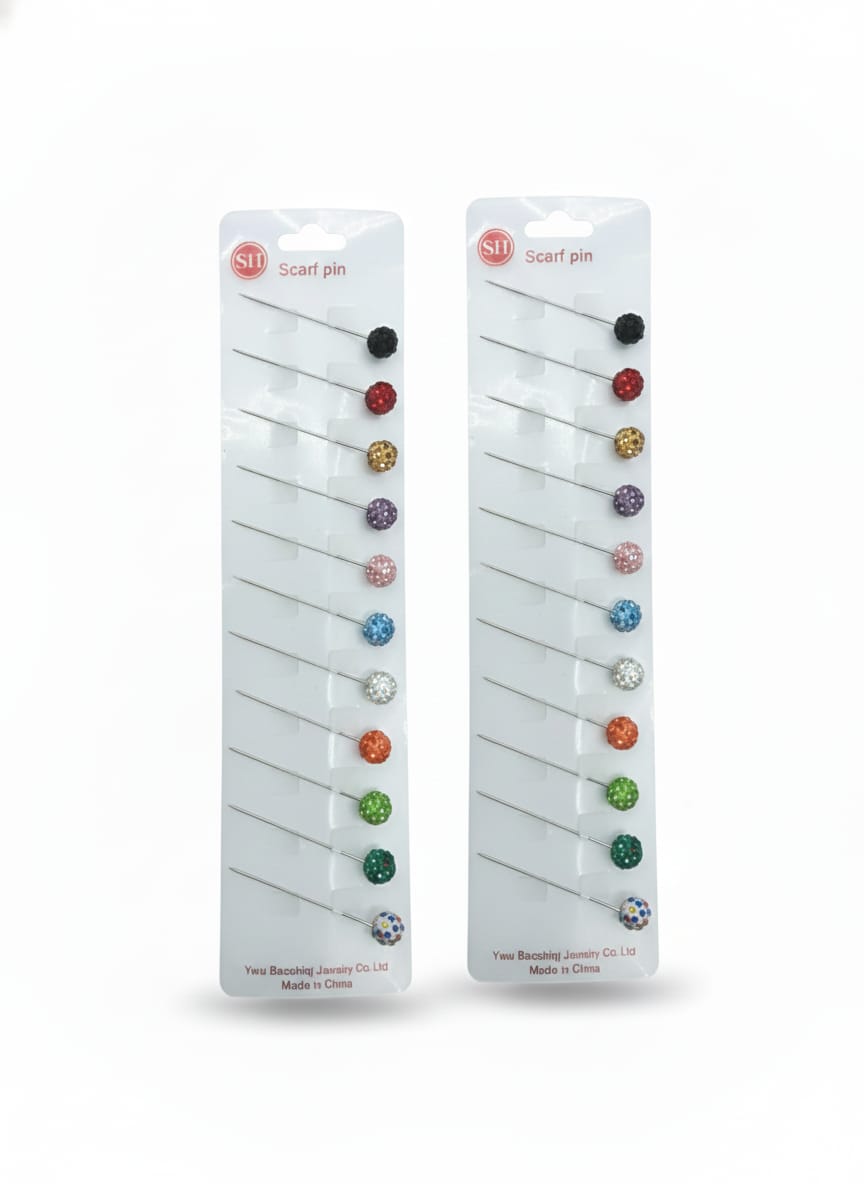 Hunky Dory 24 Pins Crystal Multicolour Hijab Pins  Brooch for Girls  Women